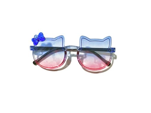 Kitty Shape Double Shaded Lens High Quality Glitter Singlasses - Pink & Blue (1)