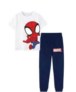 Little Spider Tee & Trouser - White & Navy Blue