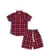 Multi Line Checked Casual Shirt & Short - Red