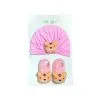 New Born Baby Cap & Socks Set - Baby Pink