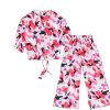Painting Orchid Flowers Print Top & Flapper Trouser - White