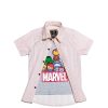 Pink Stipes Charactor Twofer Cotton Casual Shirt - White