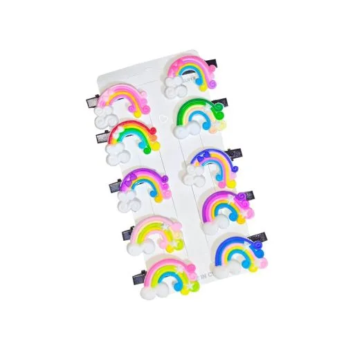 Rainbow Girls Hair clip set - Soft Acrylic 10 pack set