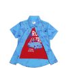 Road Trip Car Twofer Cotton Casual Shirt - Sky Blue & Red