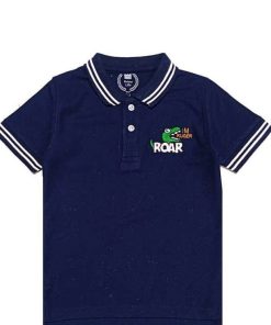 Roar White Tipping Colar Polo Shirt - Navy Blue