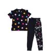 Smile Multi Hearts Tee & Trouser - Black