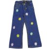 Spread Daffodil Flowers Flare Denim Pant - Mid Blue