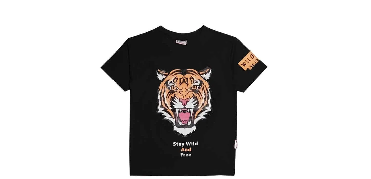 Stay Wild Lion Tee Shirt - Black