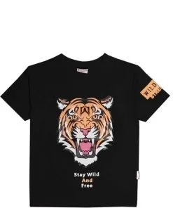 Stay Wild Lion Tee Shirt - Black