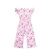 Watercolor Floral Waist Bow Node Belt Flapper Jumpsuit - White