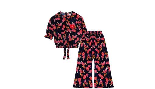 Autumn-Floral--Cotton-Short-Top-&-Flare-Trouser-Black