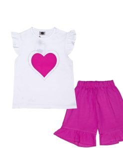 Beautifull-Hearts-Frill-Tee-Shirt-&-Frill-Hem-Short---White-Maganta