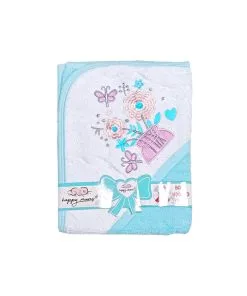Butterfly-with-Flowers-Superior-Quality-Baby-Hooded-Towel-Aqua