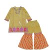 Classic-Emb-&-Tilla-Work-A-line-Cotton-Shirt-with-Gharrara-Golden