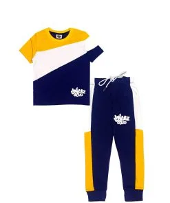 Colour-Blocked-Tee-&-Trouser-Yellow-White-Navy