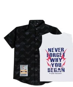 Double-Shirt-Style-Stretch-Fabric-Cotton-Casual-Shirt-Black-&-White-1