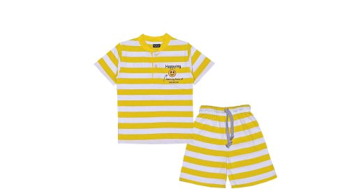 Happying-Face-Stripper-Henley-Polo-&-Short-Yellow-White