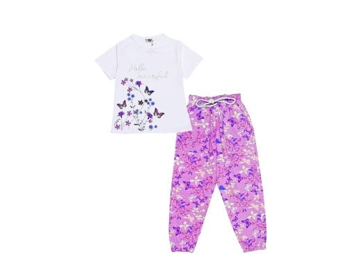 Hello-Beautifull-Butterflies-Tee-Shirt-&-Baggy-Trouser-White-Purple