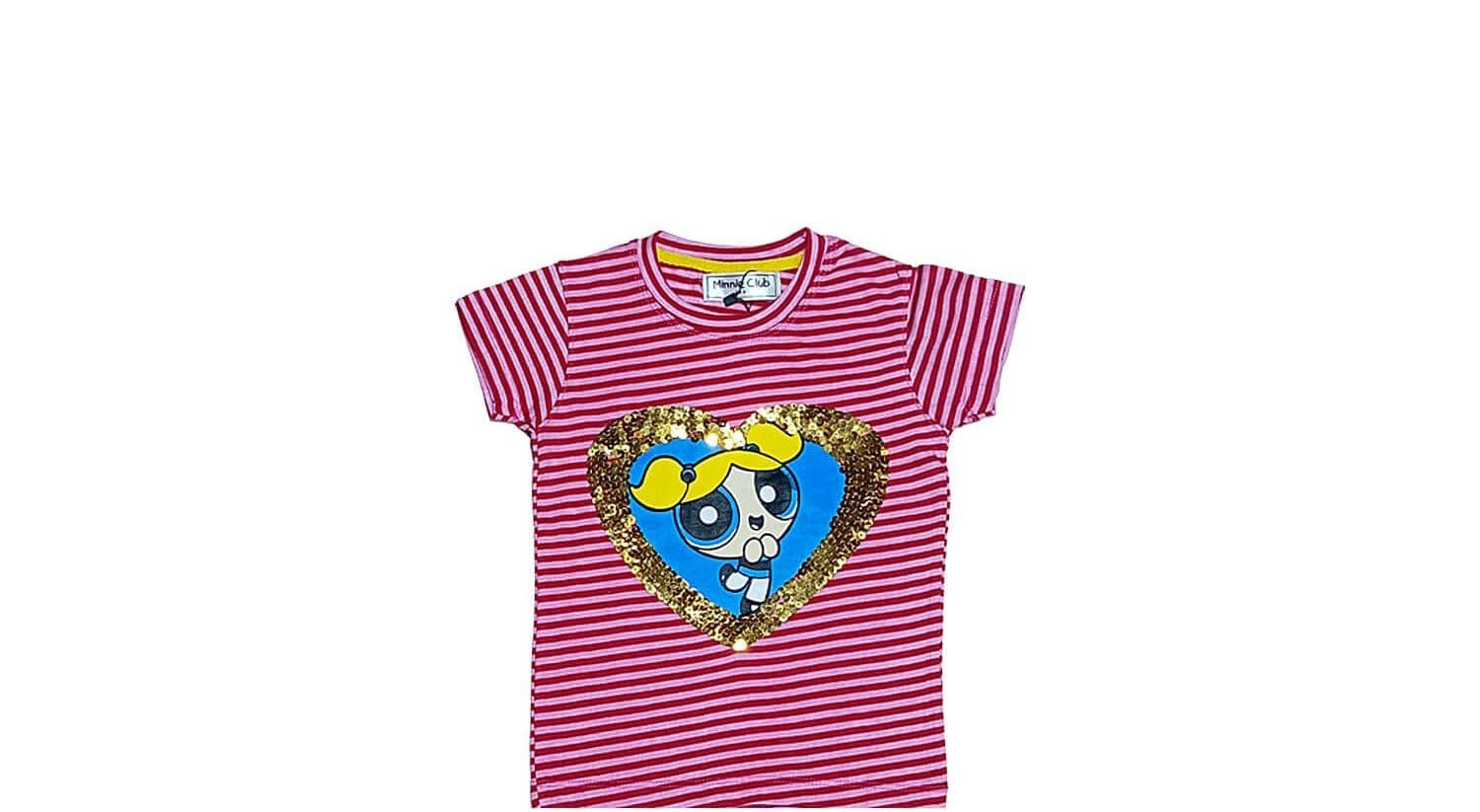 Power-Puff-Sequin-Heart-Stripper-Tee-Shirt---Pink-Red