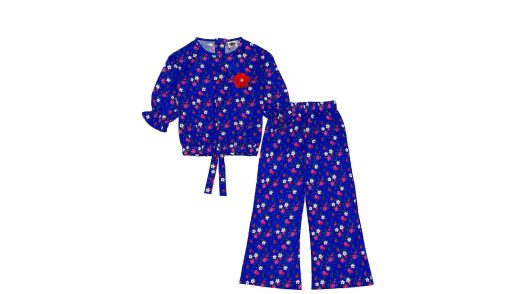 Splended-Flowers-Cotton-Top-&-Flapper-Trouser-Royal-Blue