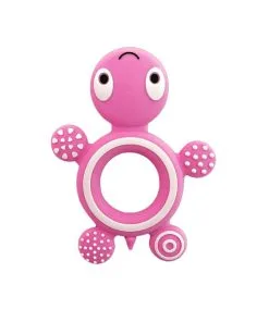 Turtle-Shape-Silicone-Teether-For-Kids---Pink-