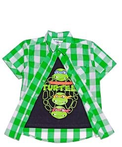 Angry-Ninja-Twofer-Cotton-Green-Cheked-Casual-Shirt-Green-Black