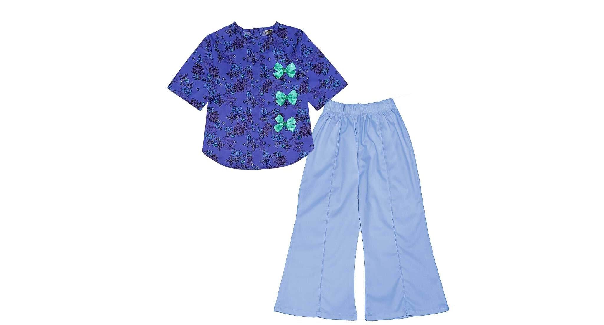 Black-Flowers-Pleatts-Top-With-Flapper-Trouser-Ink-Blue-&-Light-Blue