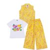 Classic-Flowers-Cotton-Sleeves-less-Coat-Tee-&-Plazzo-Lime-Yellow