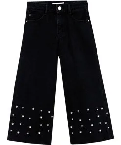 LC-220525-Flapper Fit With White Pearls – Jet Black