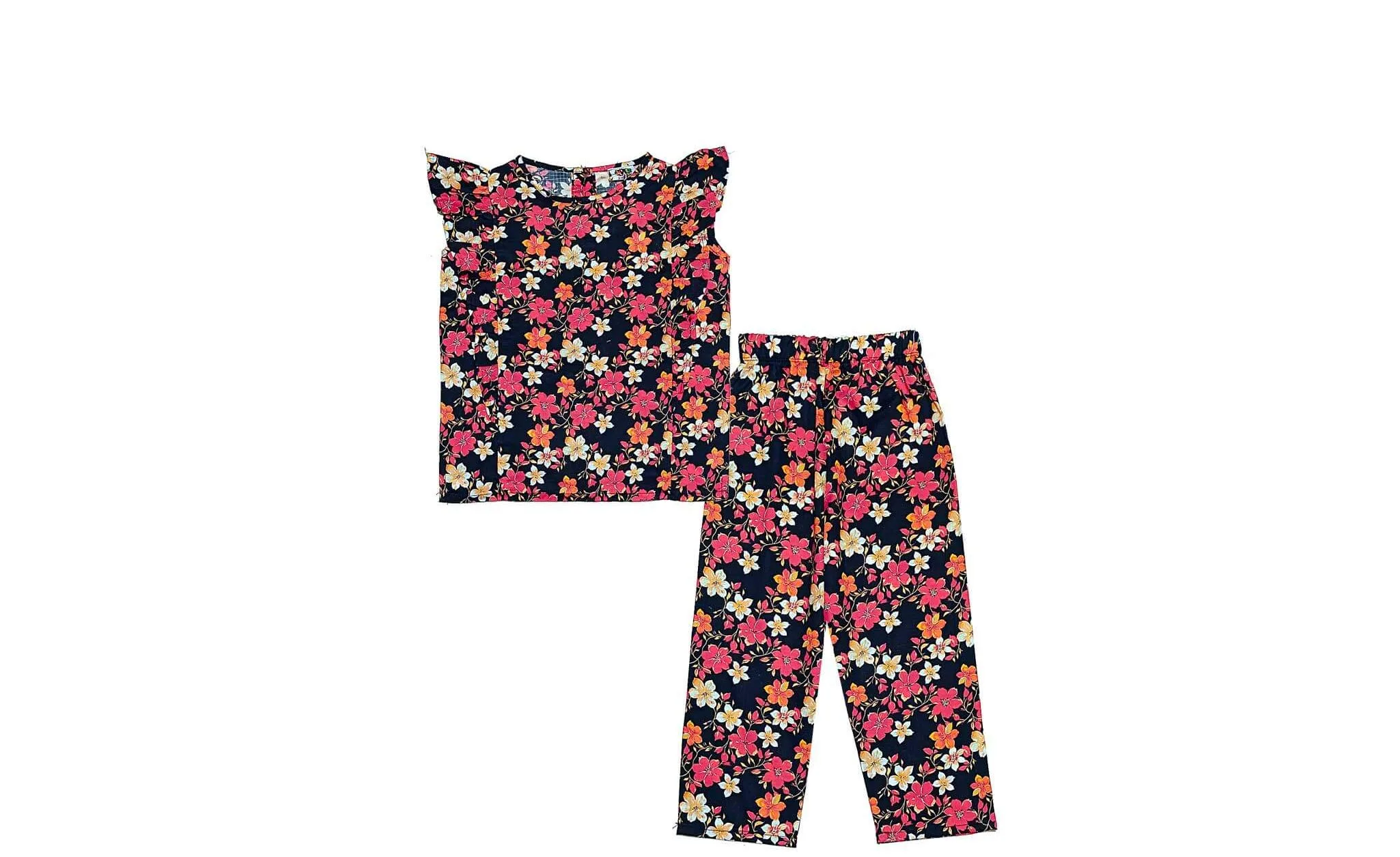 Feel-Fresh-Floral--Frill-Stylish-Cotton-Top-&-Trouser-Black
