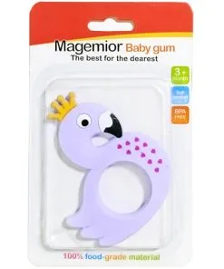 Flamingo-Shape-Silicone-Teether,-Flexible-and-Durable-Chewable-Purple
