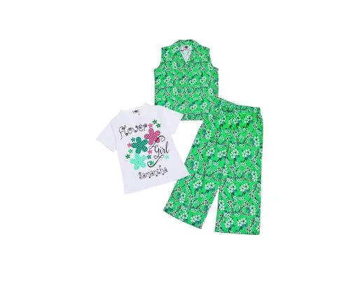 Flowers-Velly-Cotton-Sleeves-less-Coat-Tee-&-Plazzo-Lime-Light-Green-1