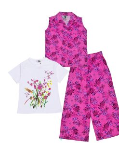 Fresh-Plants--Cotton-Sleeves-less-Coat-Tee-&-Plazzo-Pink-White