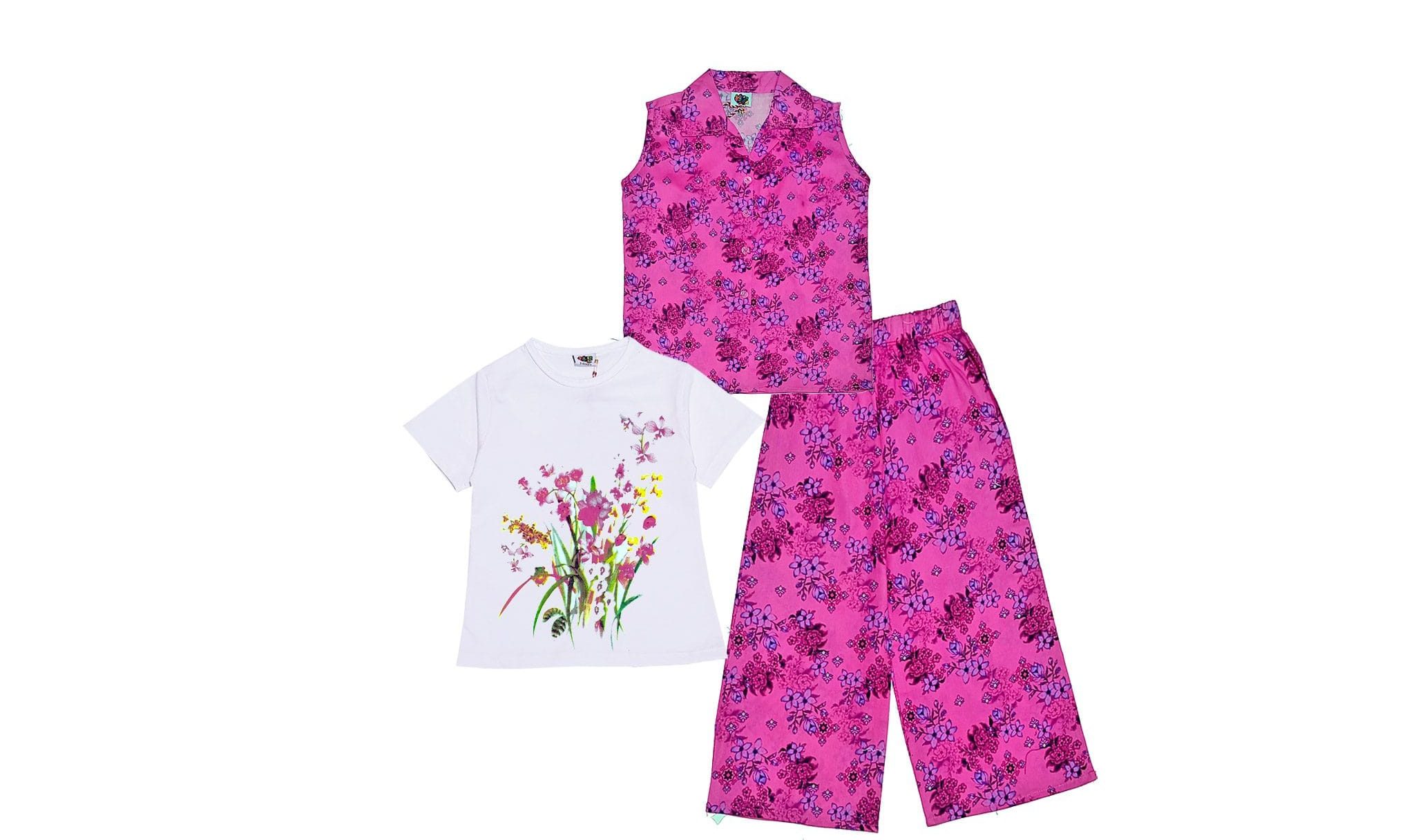 Fresh-Plants--Cotton-Sleeves-less-Coat-Tee-&-Plazzo-Pink-White