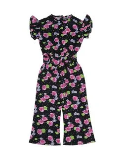 Grow-Red-Rosses-Cotton-Frill-Sleeves-JumpSuit-Black