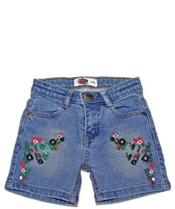 Nature Floral Denim Short - Light Blue