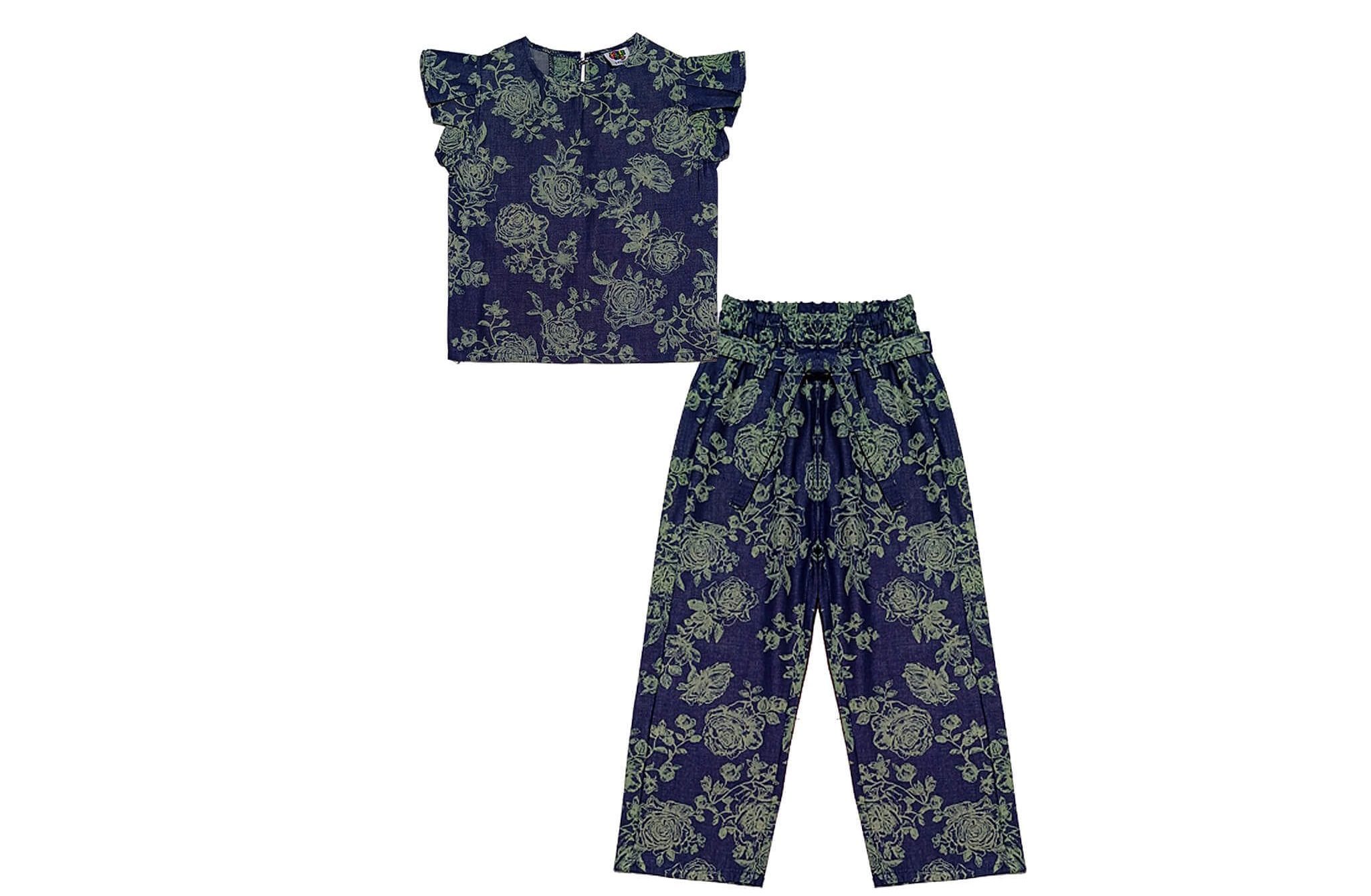 Rosses-Butterfly-Sleeves-Cotton-Jeans-Top-&-Trouser-Blue-