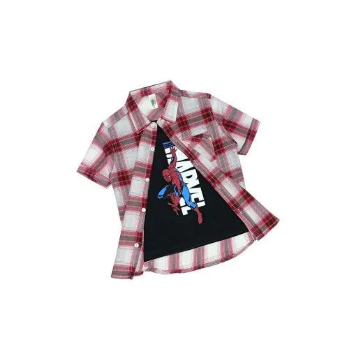 Spider-Action-Twofer-Cotton-Cheked-Casual-Shirt-Grey-Black