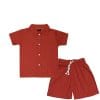Trendy-Soft-Cotton-Casual-Shirt-&-Short--Rust-