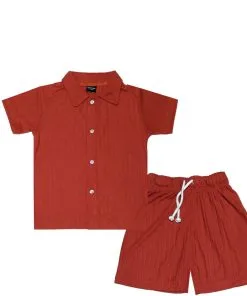 Trendy-Soft-Cotton-Casual-Shirt-&-Short--Rust-