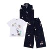 Wild-Flowers-Cotton-Sleeves-less-Coat-Tee-&-Plazzo-Black