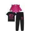 Barbie-3pc-Net-Frill-Top-Tee-&-Trouser-Black-Shocking-Pink