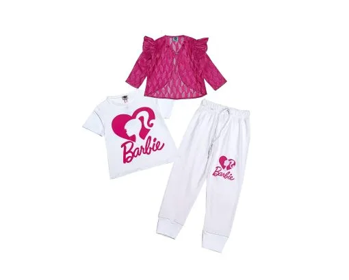 Barbie-3pc-Net-Frill-Top-Tee-&-Trouser-White-Shocking-Pink-1