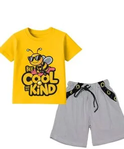 Bee-Cool-Kind-Tee-&-Short-Yellow-&-Grey