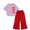 Candy Floral Pleatts Top With Flapper Trouser – Soft Purple & Red