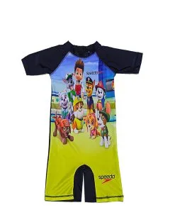 Cartoon-Charactor-One-Piece-Short-Sleeve-Swimsuit-Black