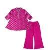 Geomatric-Flowers-Jacard-Umbrella-Frock-&-Flare-Trouser-Shocking-Pink