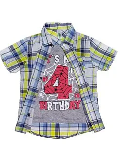 Its-4-Birthday-Twofer-Cotton-Green-Cheked-Casual-Shirt-Grey