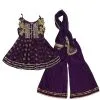 Leaf Festive Fancy Brochia Lawn Frock & Gharrara -Purple