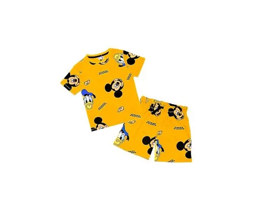 Mickey My Friends All Over T-Shirt & Shorts - Mustard